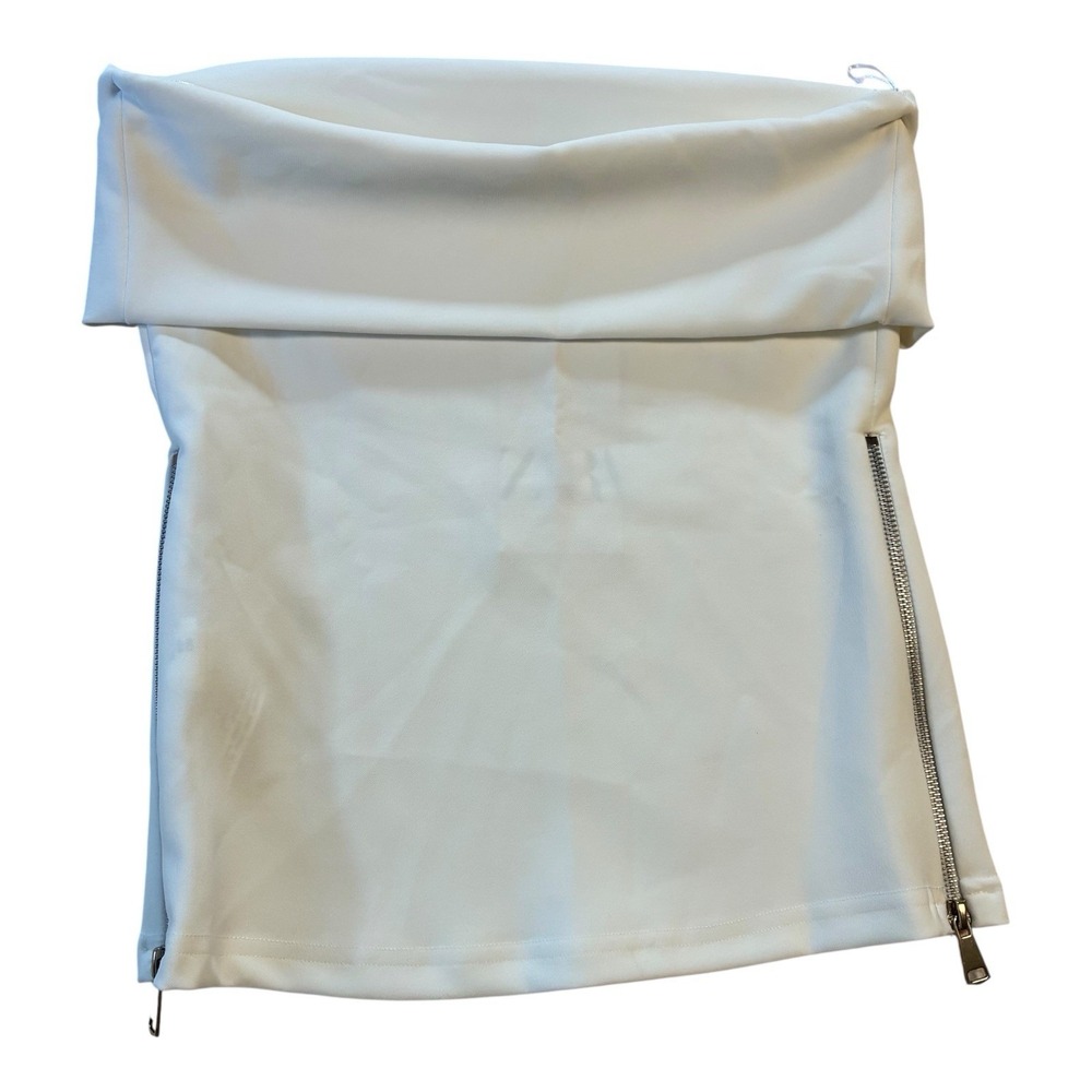NWT Zara Womens Size S White Dual Side Zip Mini‎ Skirt